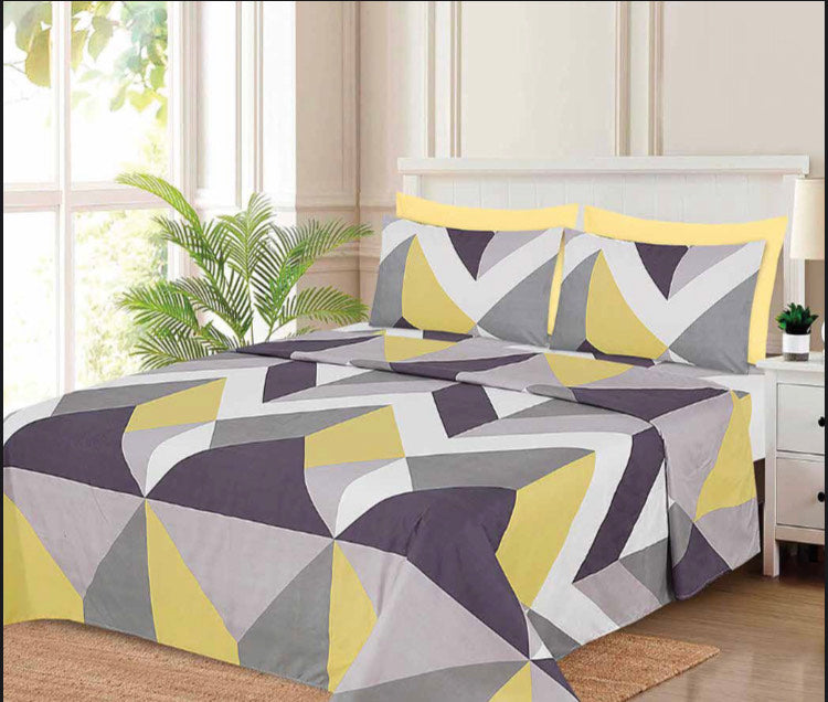 Yellow, Grey, White, and Black Geometric Sheet Set